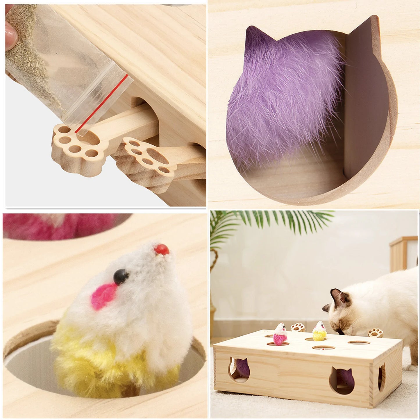 Toys Indoor for Cats in Natural Wood Wash