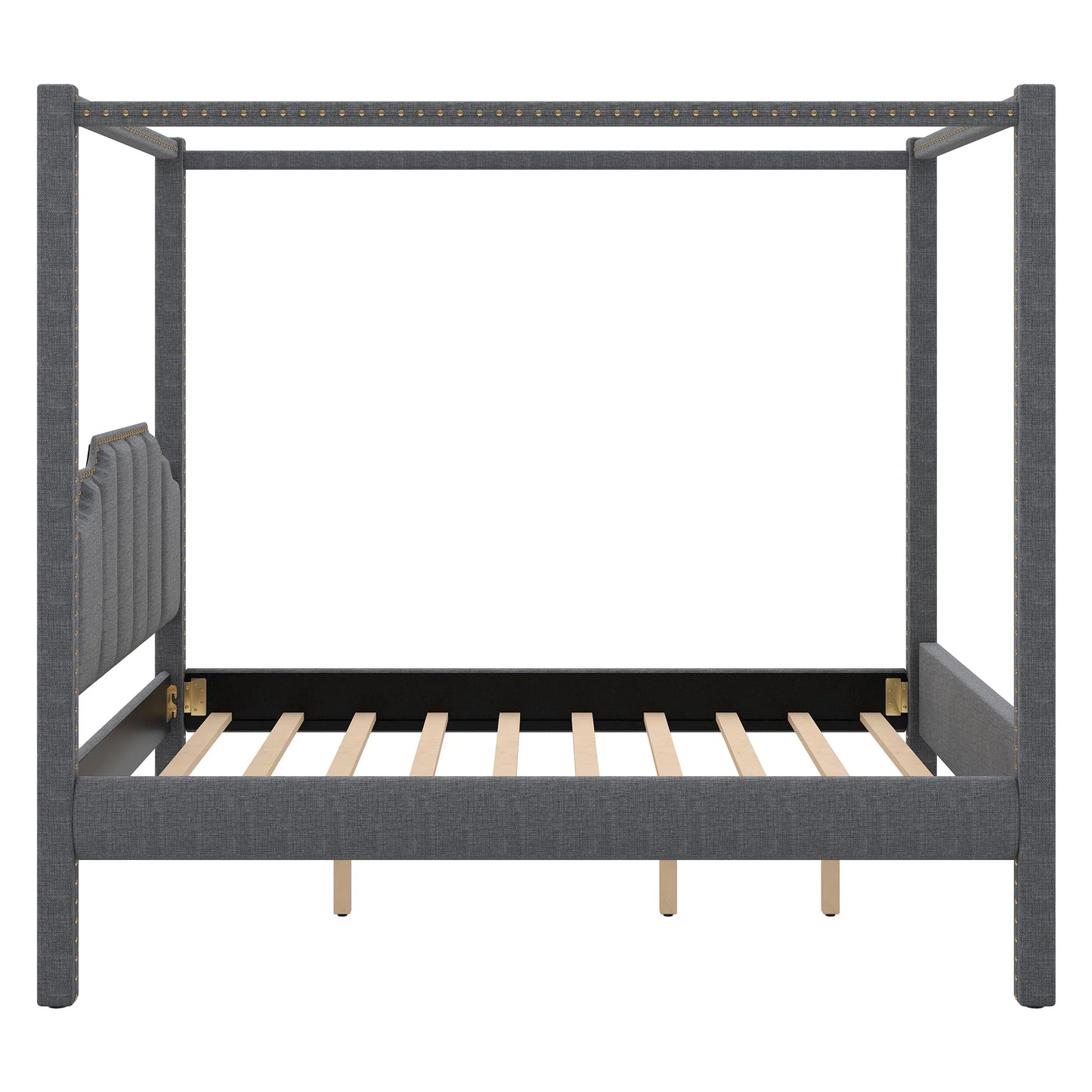 Upholstery Canopy Platform Bed Headboard Support Legs in Gray
