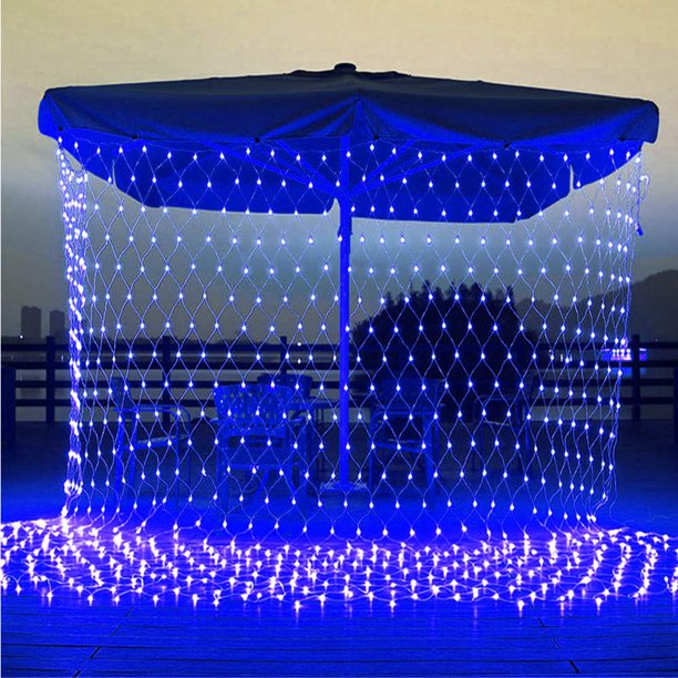 LED Net Mesh Fairy String Lights 4.9x4.9 ft Blue