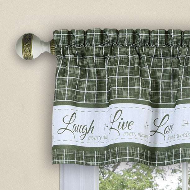 Live Love Laugh Window Curtain Valance Green
