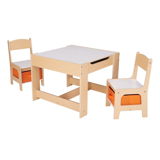 Table and Chairs Set Natural Color 3 Pieces