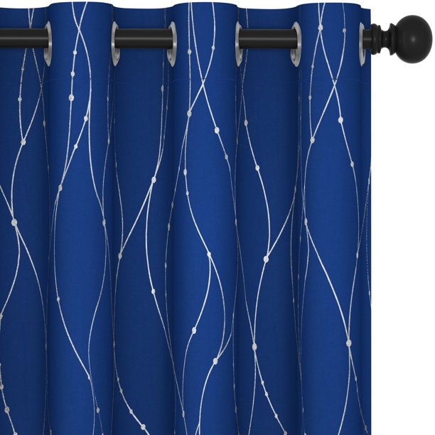 Curtain Set of 2 Size 52x54 Inches Color Royal Blue