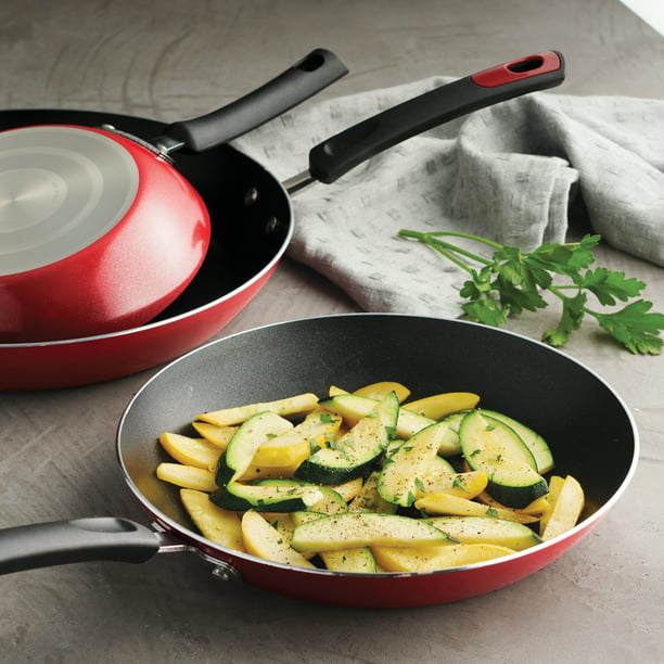 Aluminum Nonstick Fry Pans Metallic Red 3 Pack