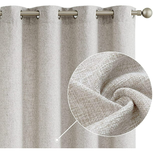Linen Textured Window Curtains 2 Panels Grommet Beige 95 inches