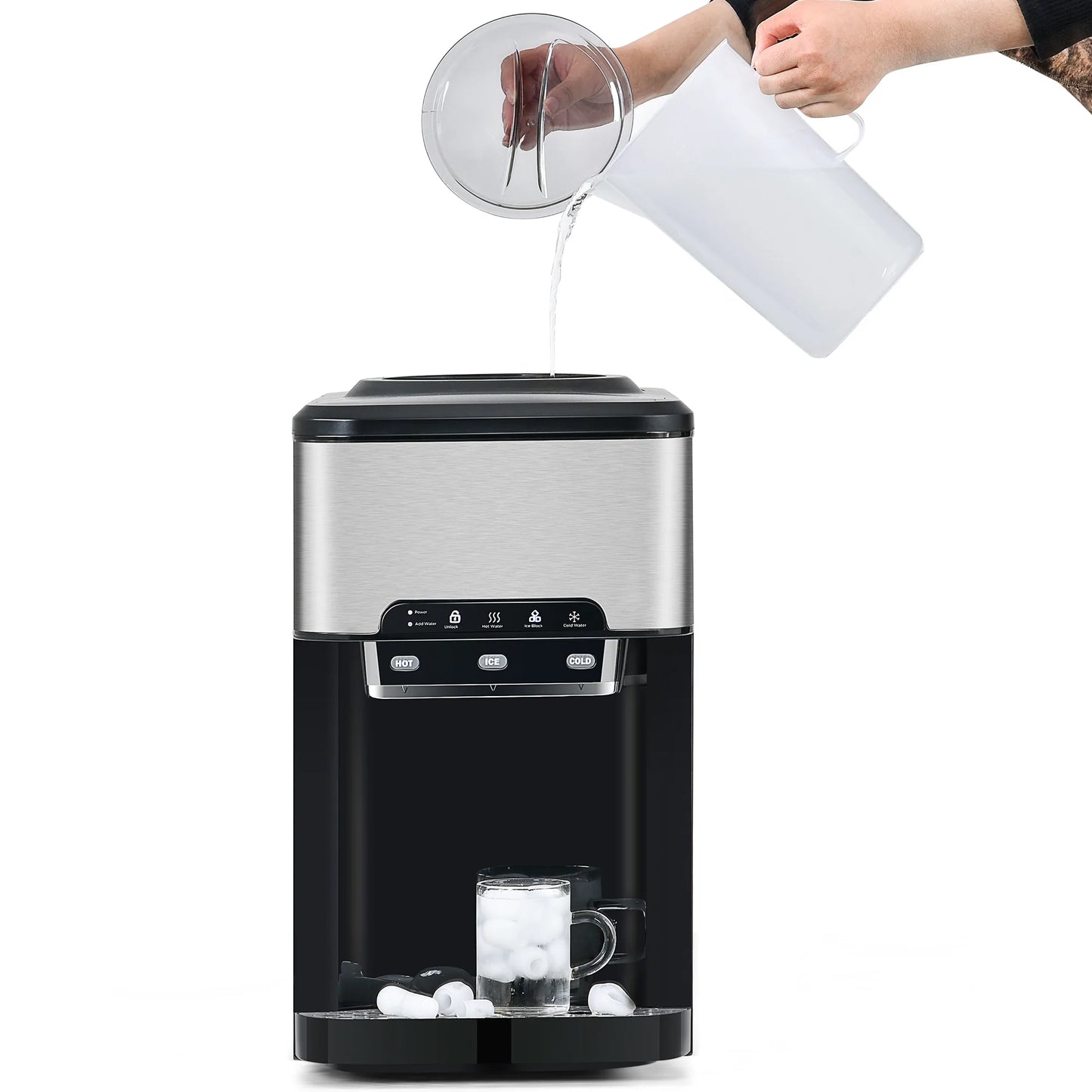 3 in 1 Water Dispenser with Ice Maker Countertop