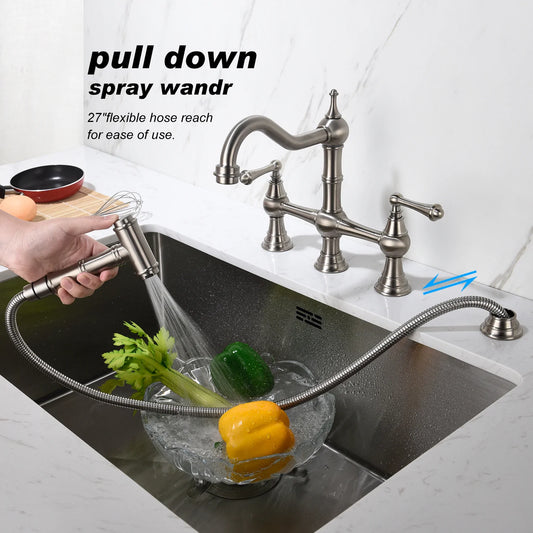 Kitchen Faucet With Pull Out Side Spray in Brushed Nickel