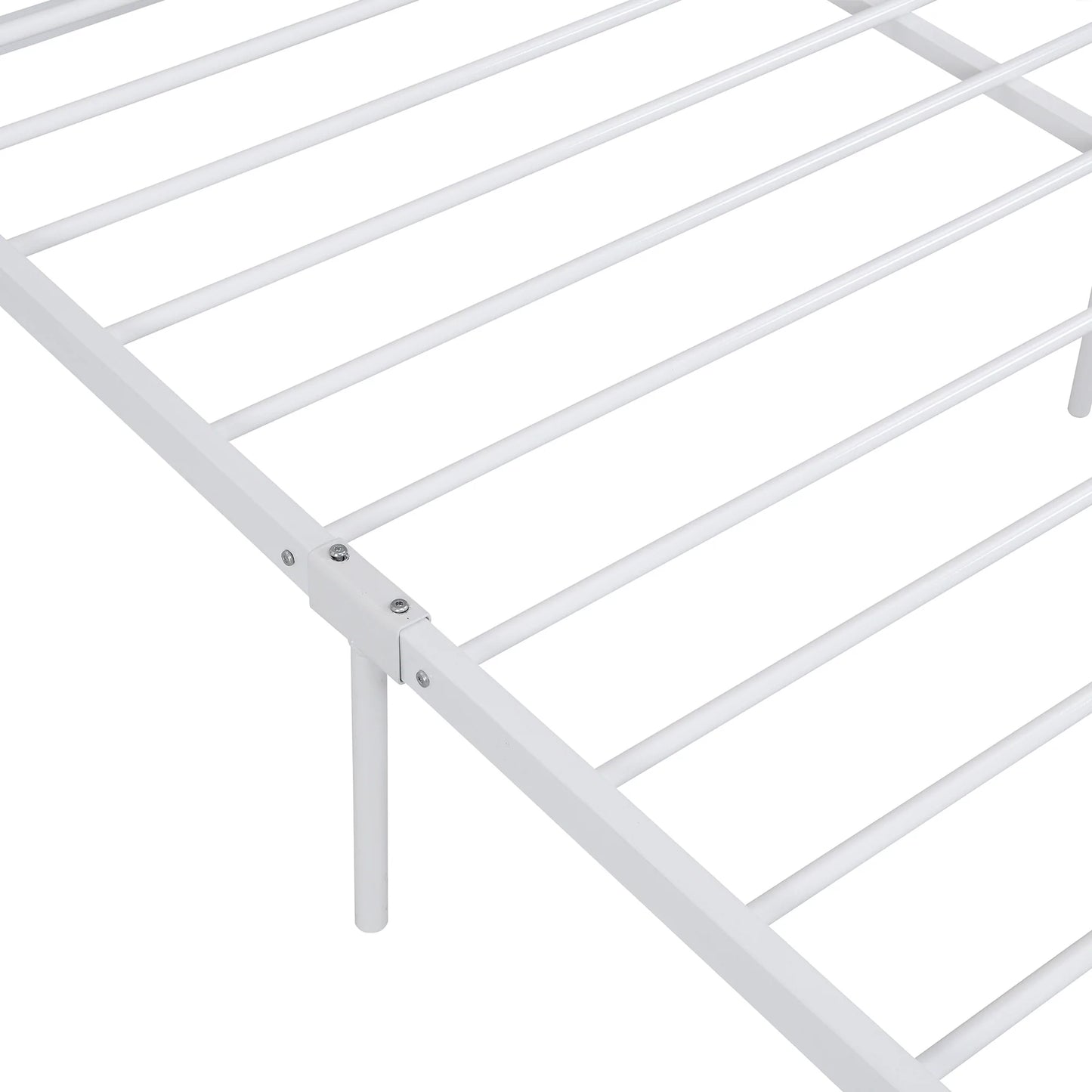 Bed Frame with Sockets USB Ports and Slat Support in Queen White