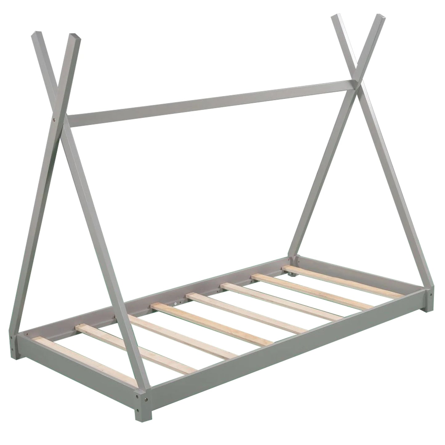 House Platform Bed with Triangle Structure in Gray