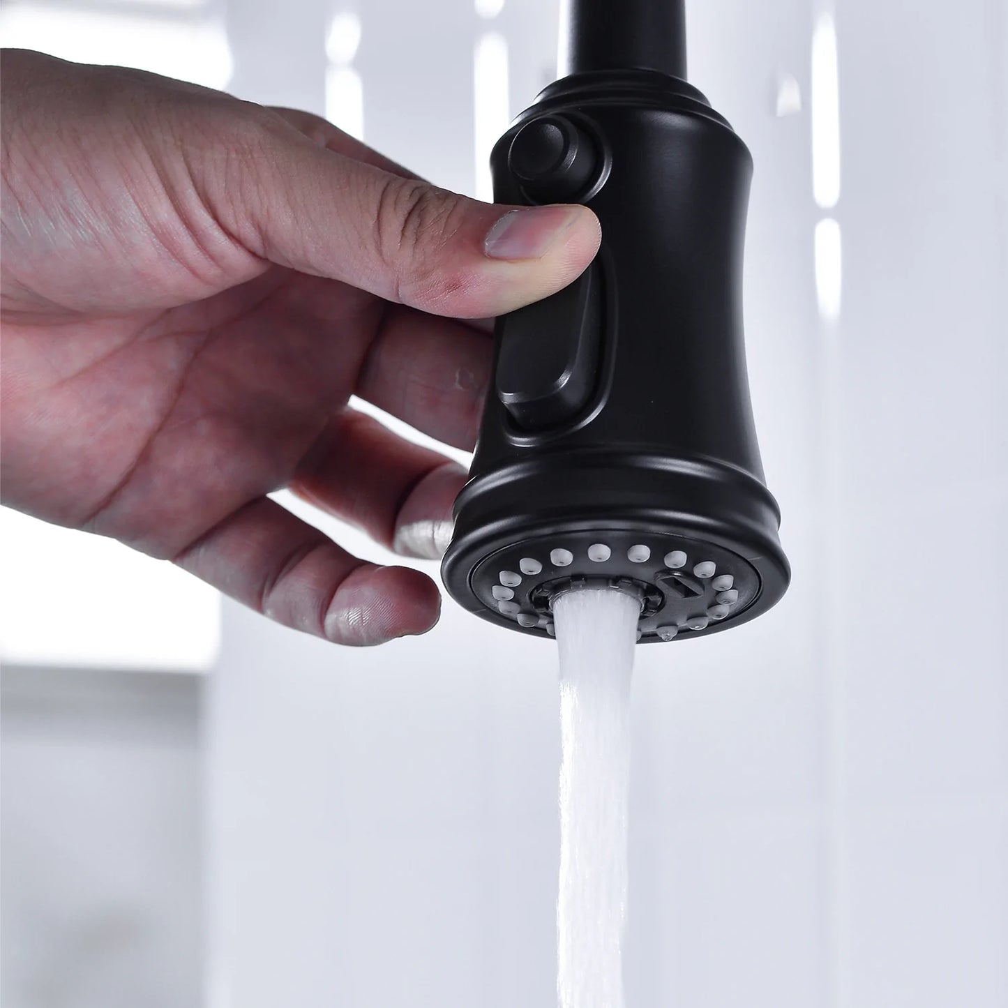 Bridge Kitchen Faucet with Pull-Down Sprayhead in Matte Black