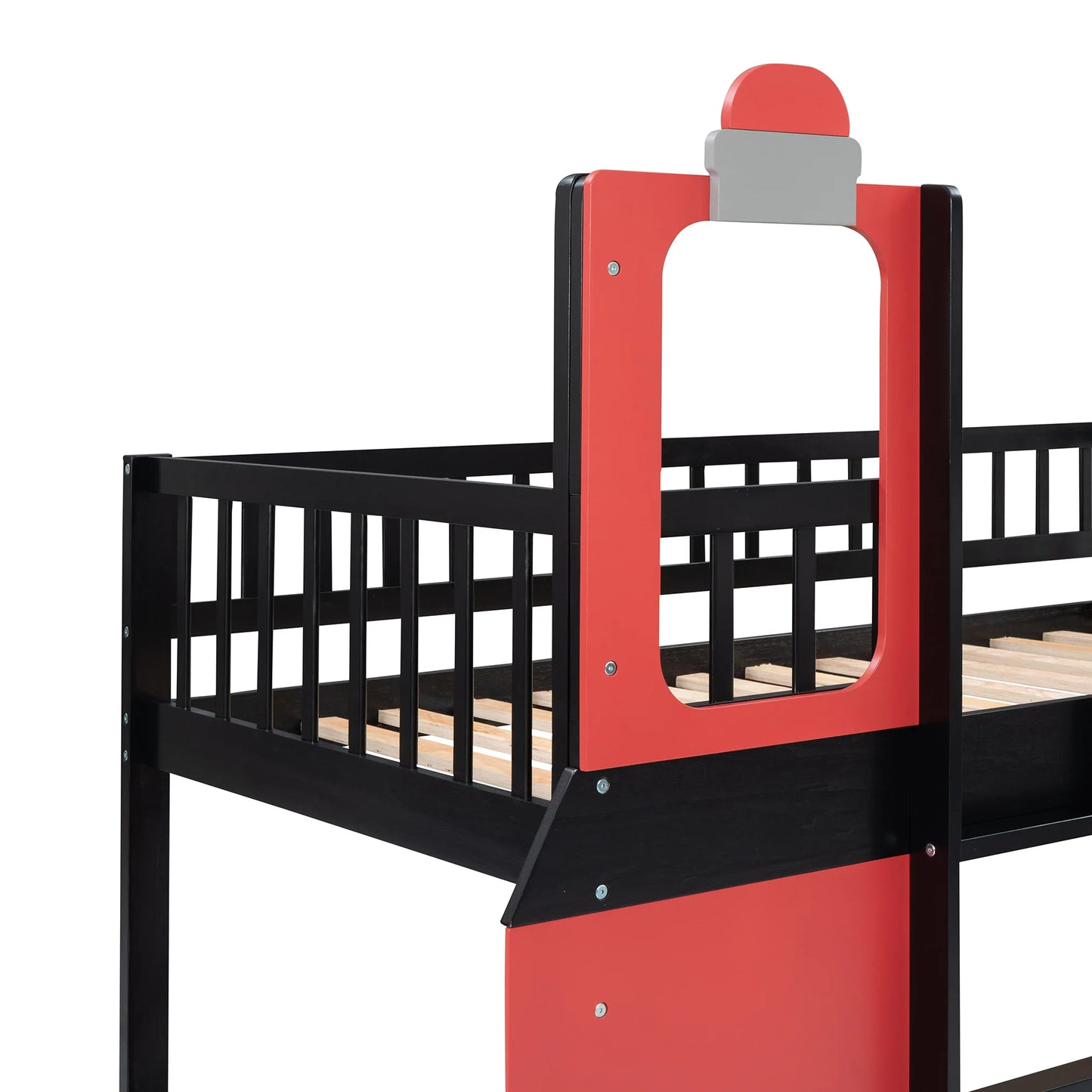 Bunk Bed Wooden Bed Train Shape Design Twin size in Red