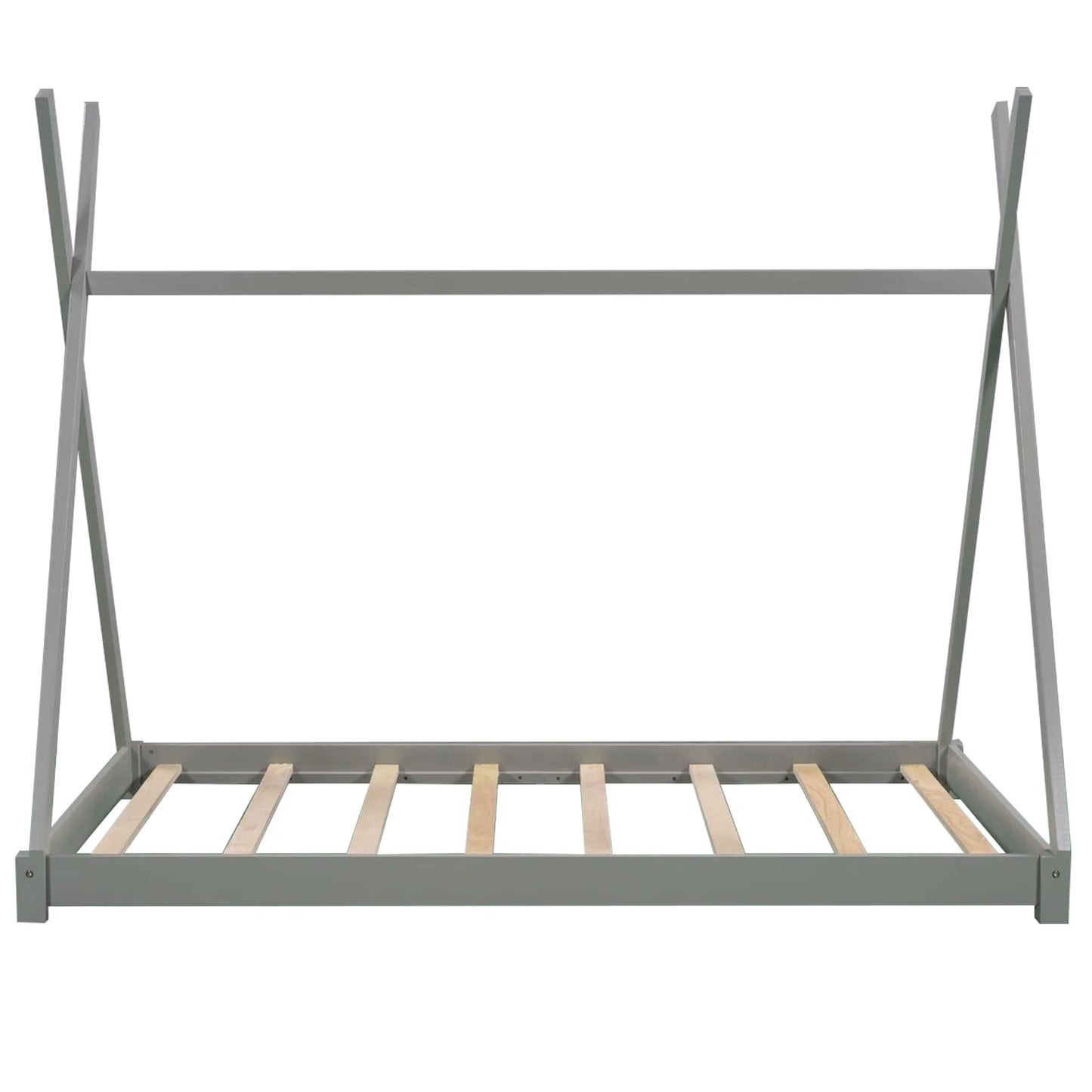 House Platform Bed with Triangle Structure in Gray