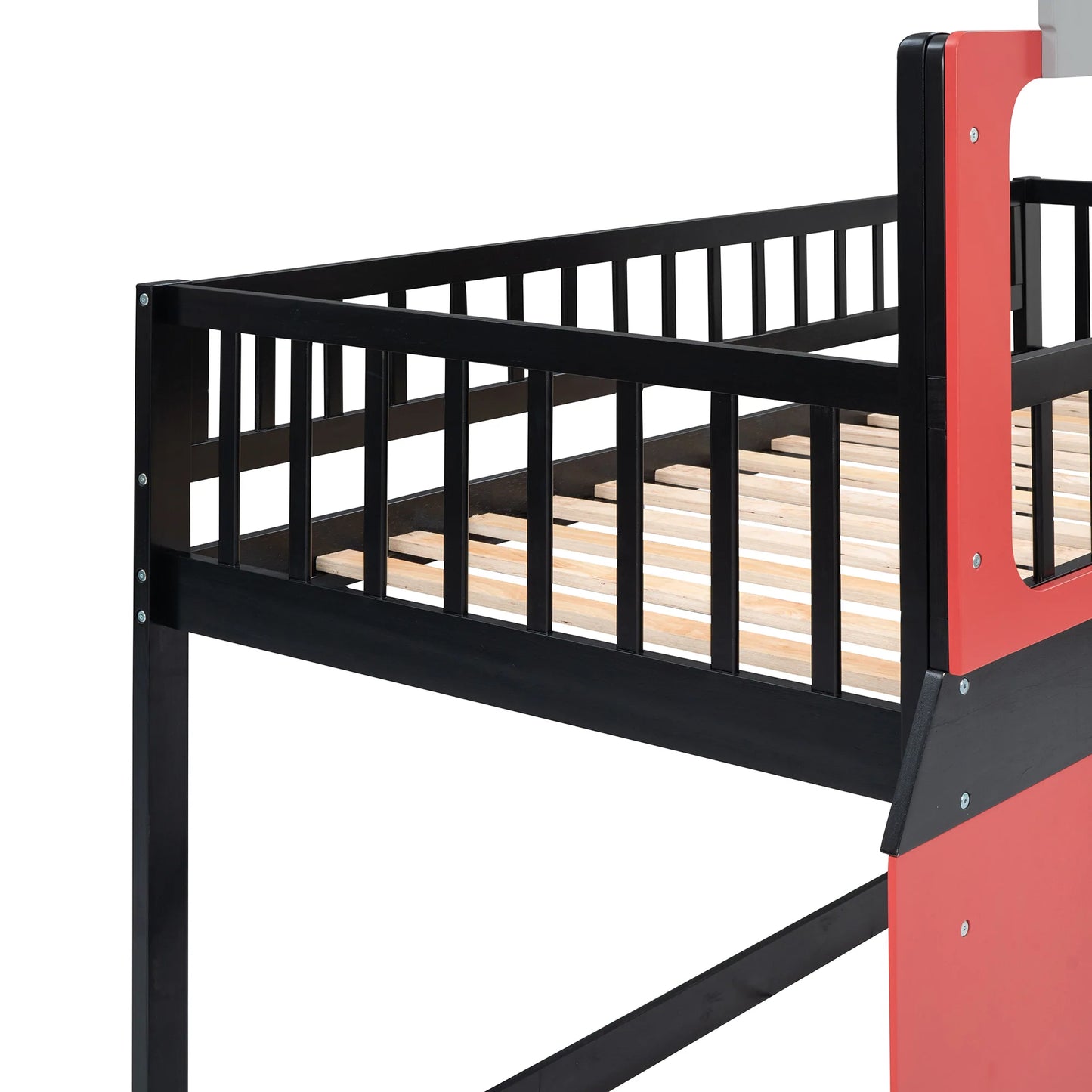 Bunk Bed Wooden Bed Train Shape Design Twin size in Red