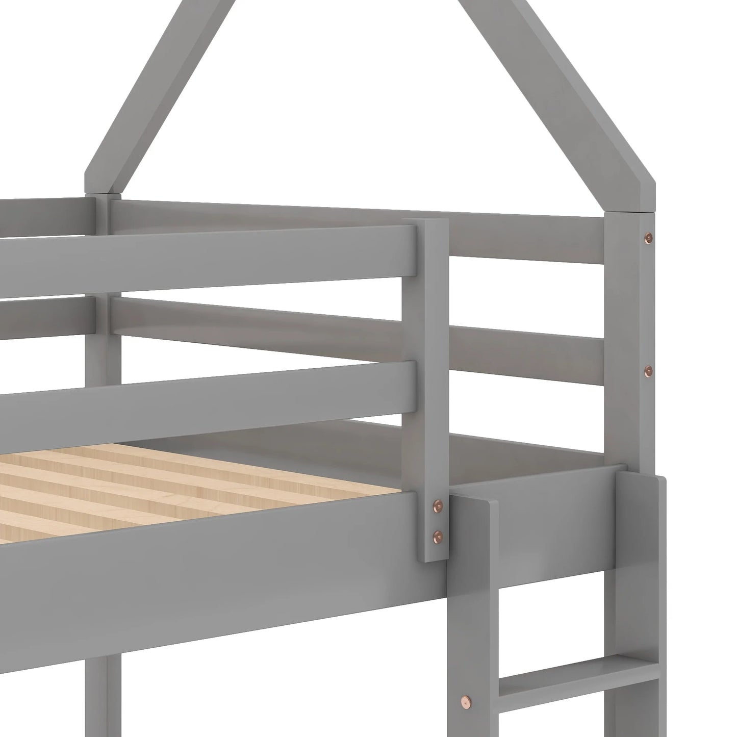 Low Bunk Bed Twin Size in Gray