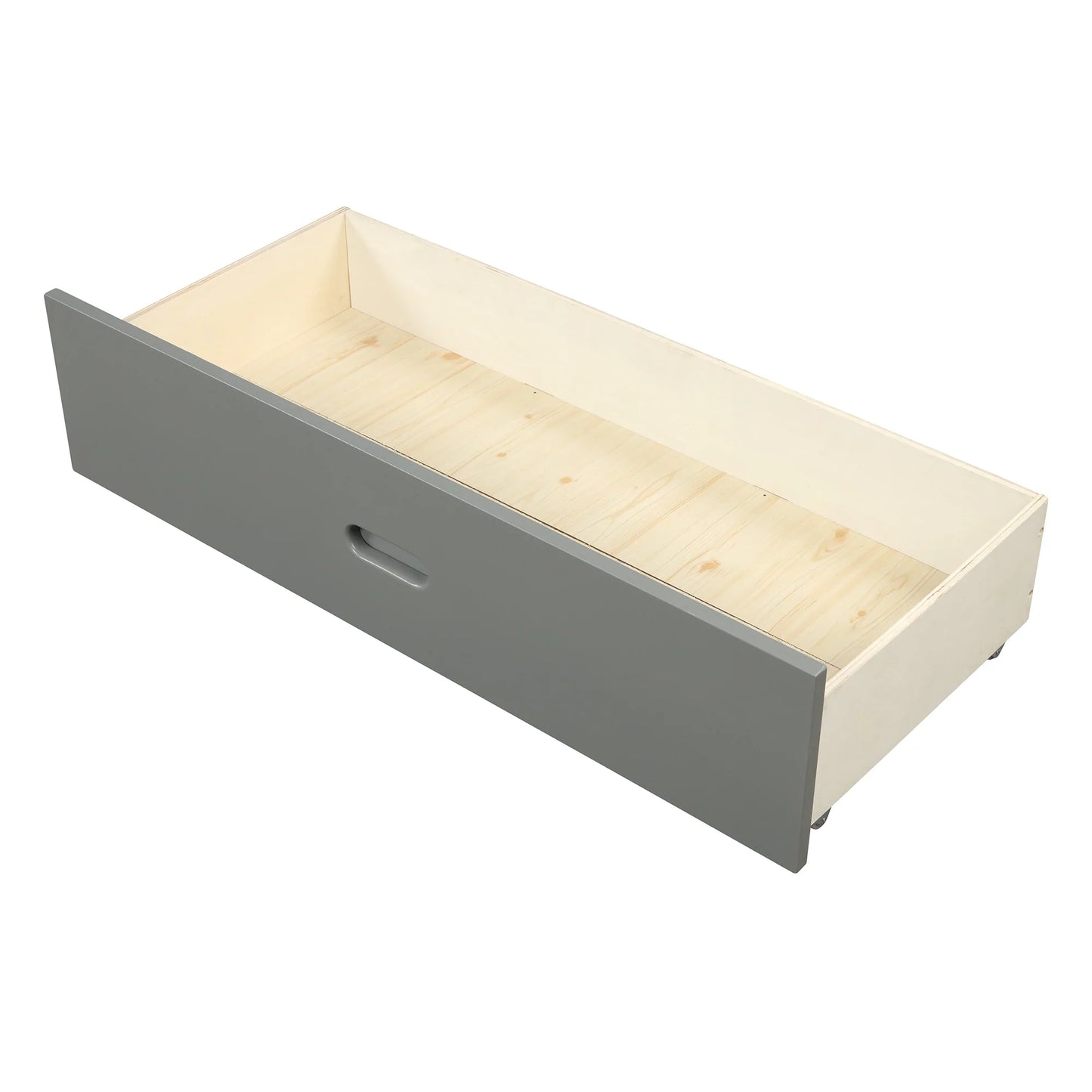 Wood Platform Bed with Two Drawers Full in Gray