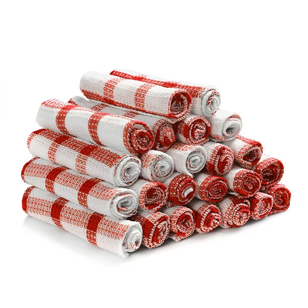 Checkered Kitchen Tea Dish Cleaning Terry Towel Red