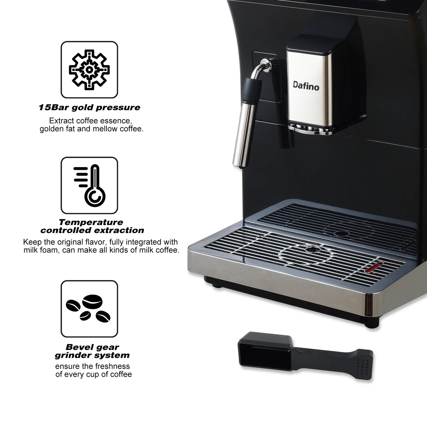 Automatic Espresso Machine with Milk Frother in Black