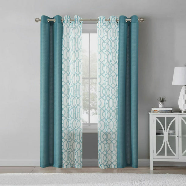 4 Piece Curtain Set Pacifica Green 27.5 x 84 Inches