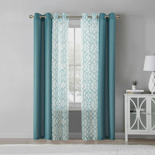 4 Piece Curtain Set Pacifica Green 27.5 x 84 Inches