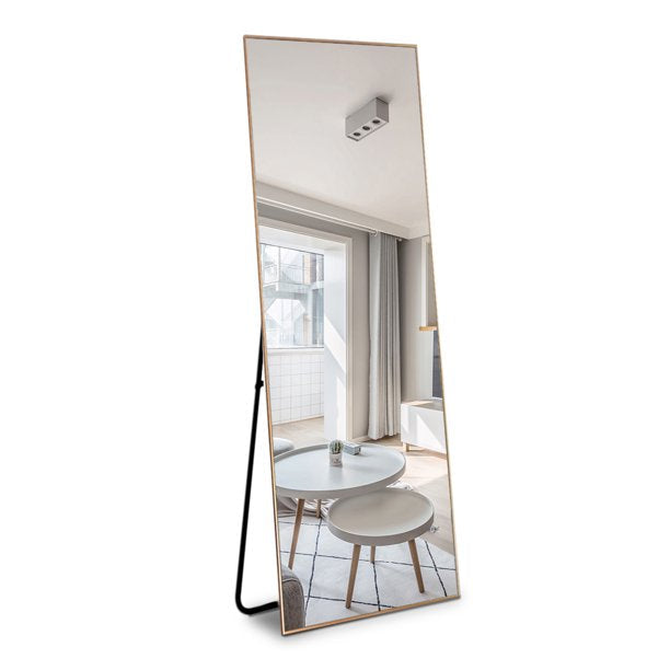 Mirror with Stand in 64x22 Inches Gold