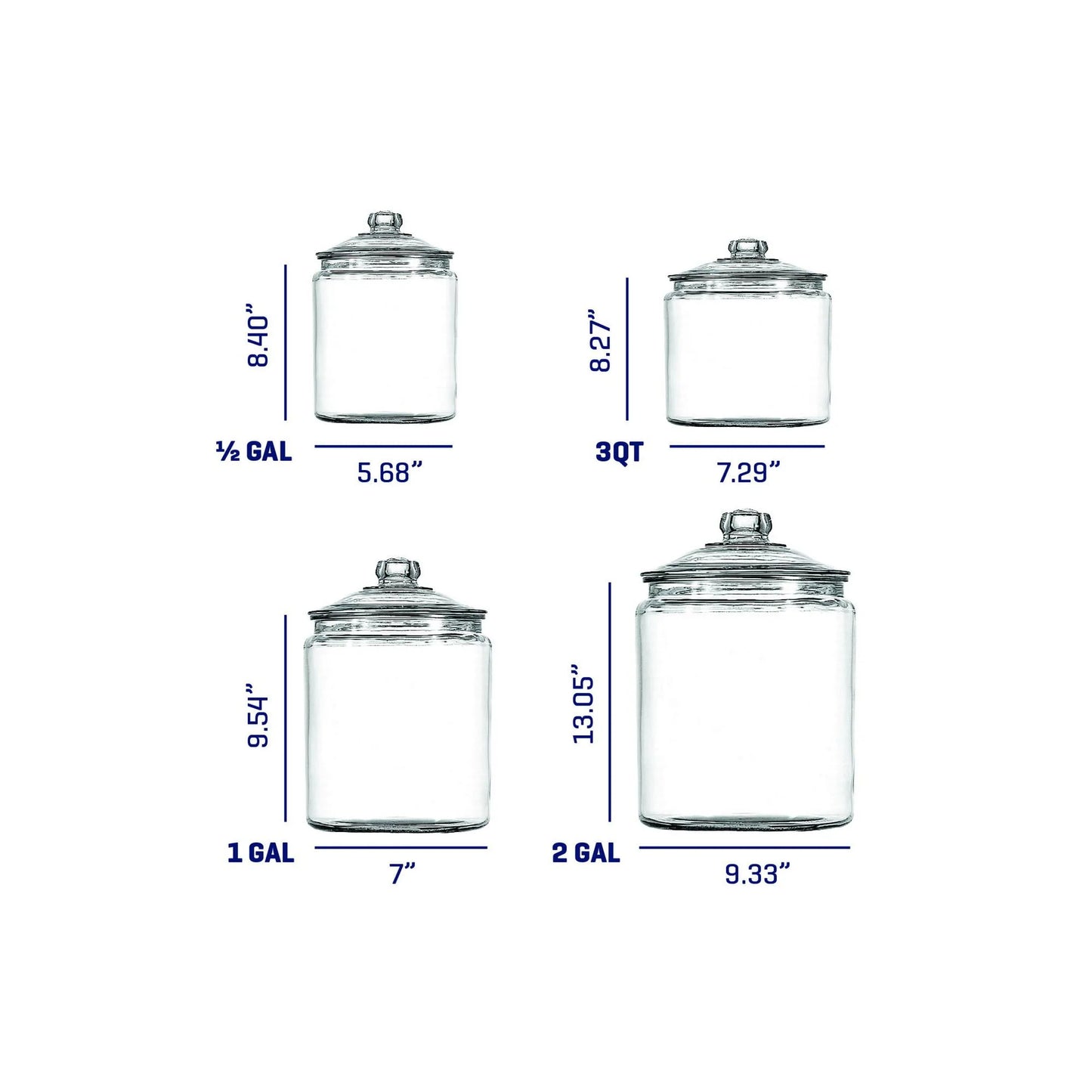 Glass Storage Heritage Hill Jar 1 Gal Set of 2
