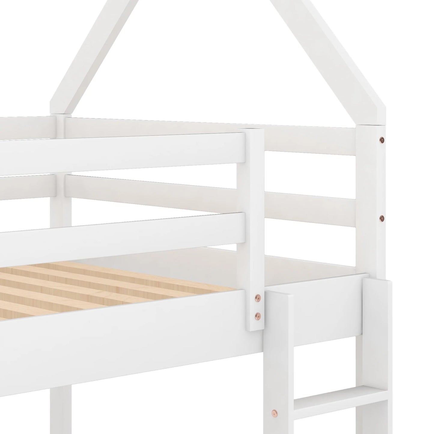 Low Bunk Bed Twin Size in White