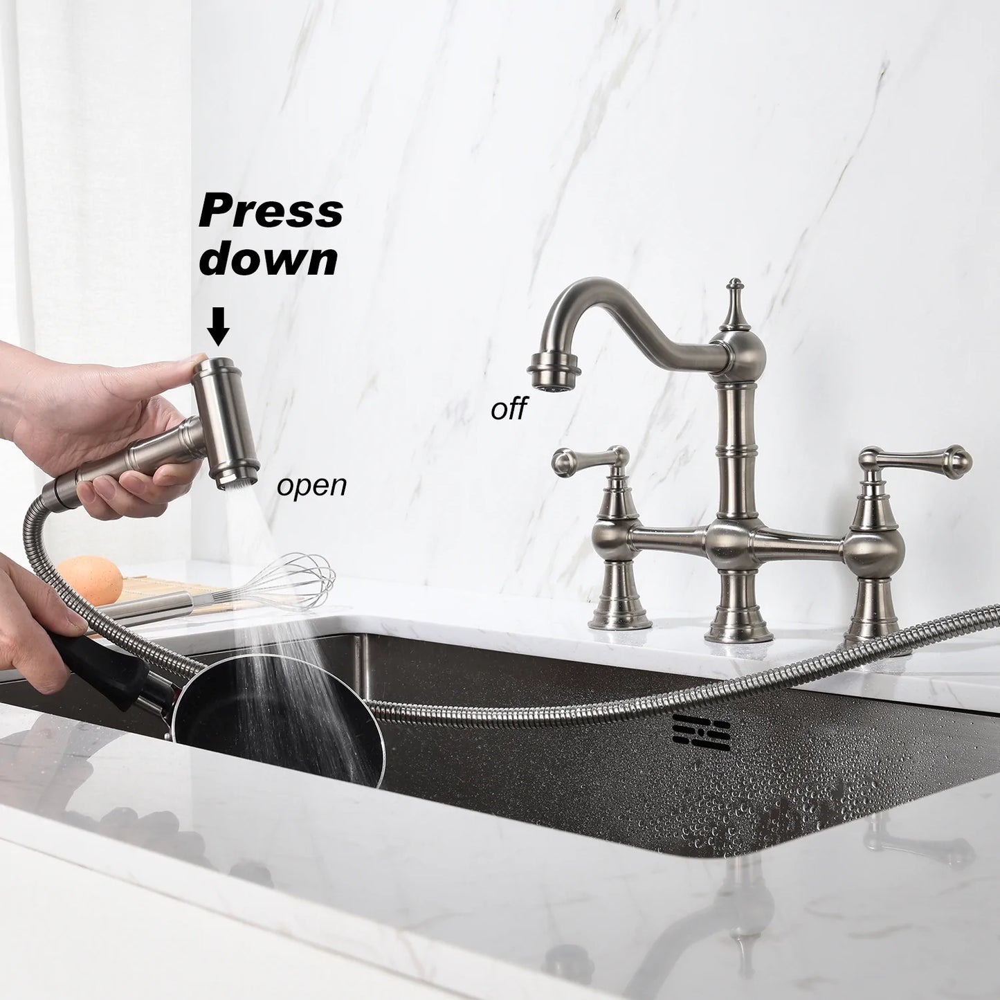 Kitchen Faucet With Pull Out Side Spray in Brushed Nickel