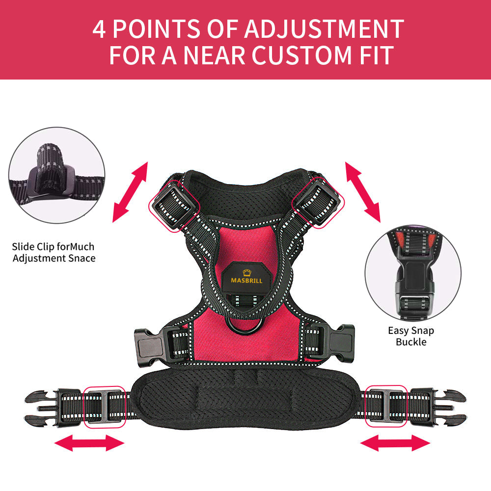 Dog Chest Harness Adjustable for Small Dog Red in Medium