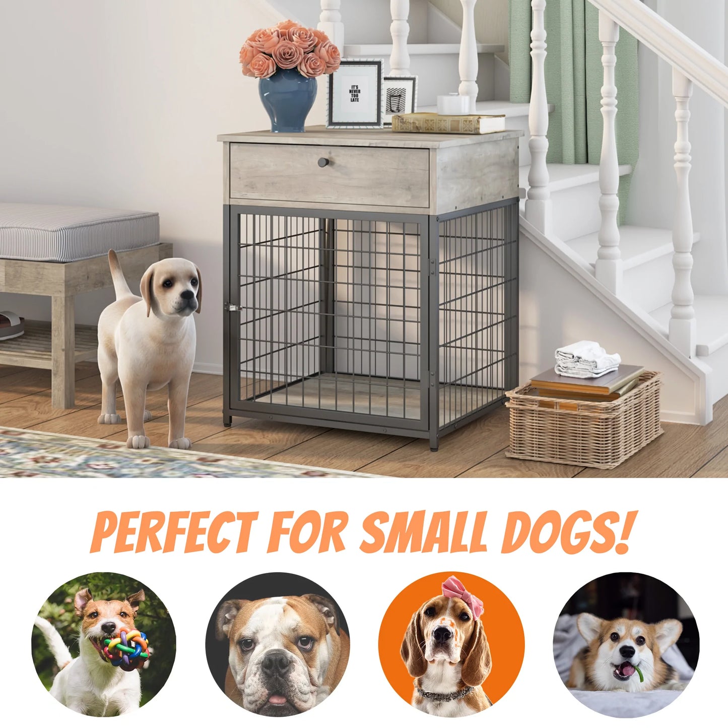 Wooden Crates for Small Dogs in Gray