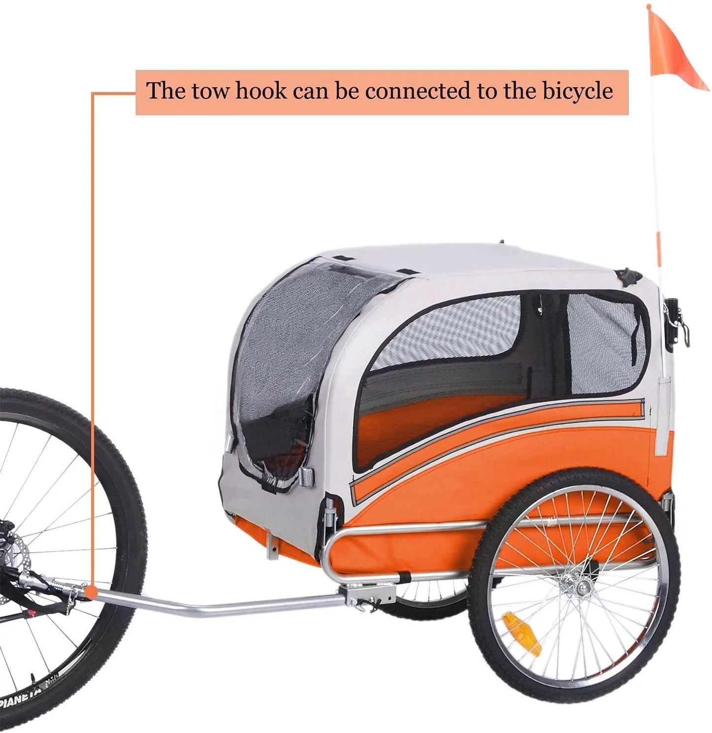 Pet Bicycle Trailer 2 in1 in Orange