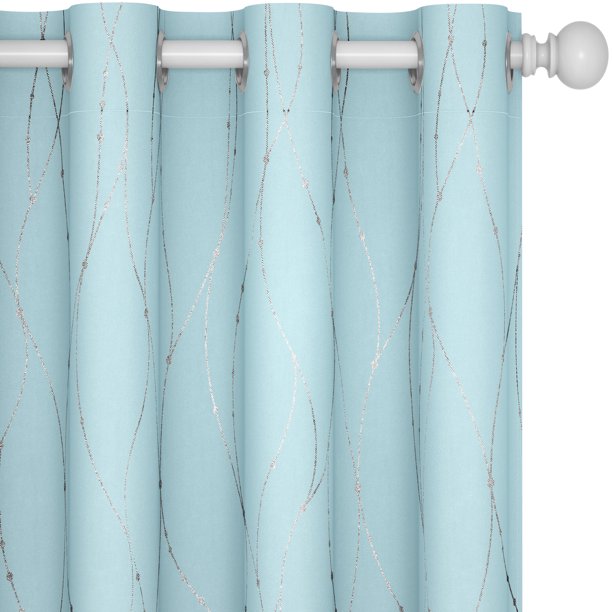Curtain 2 Panels Size 52x95 Inches Color Light Blue