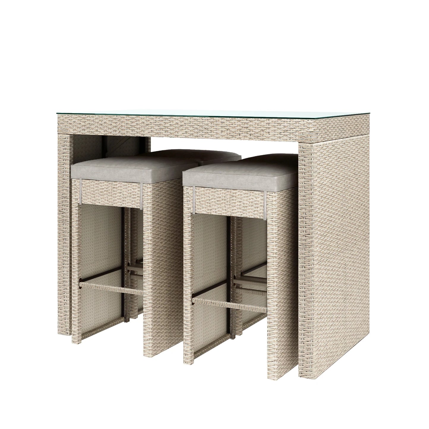 Dining Table Set with 4 Stools in Brown 5 Pieces