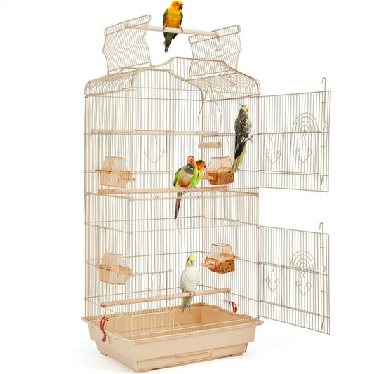 Almond Metal Bird Cage with Play Top