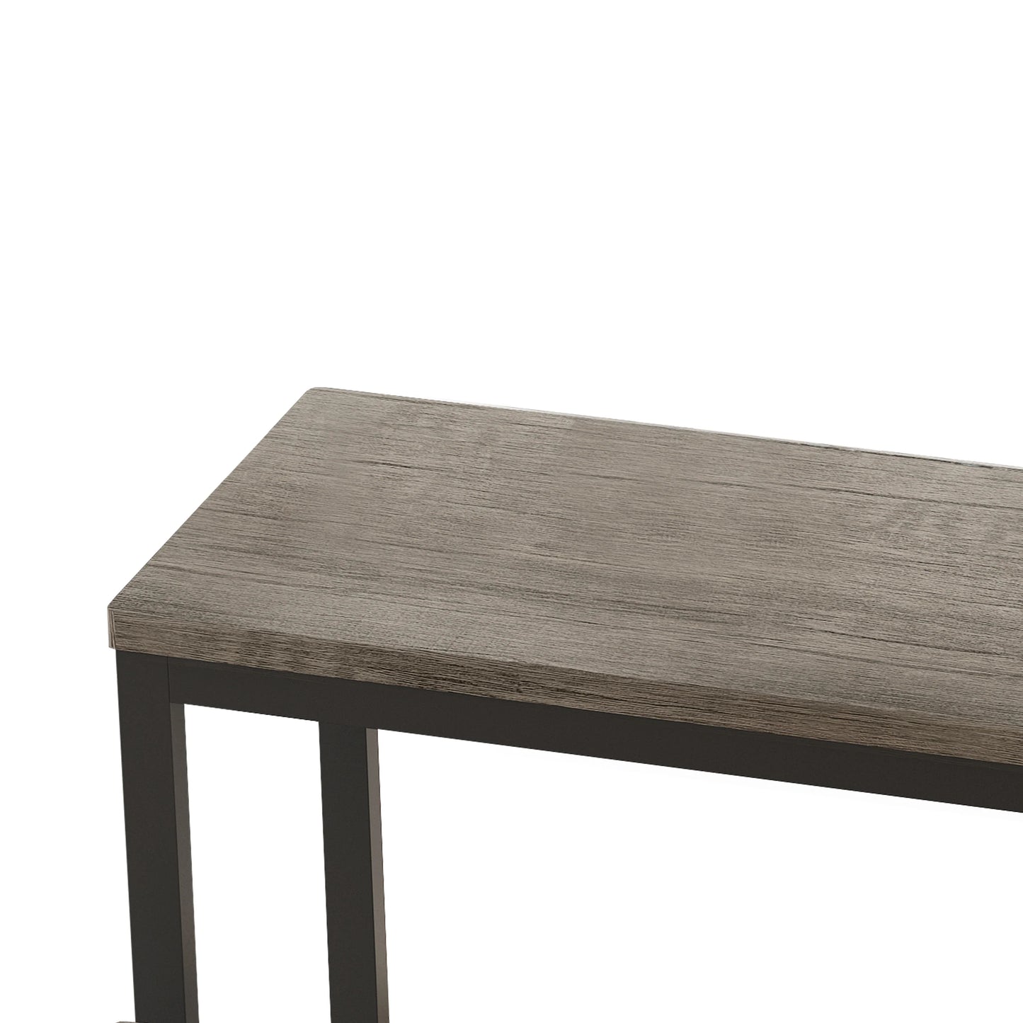 Modern Kitchen Dining Table Long Dining Table Set with 3 Stools in Brown Gray