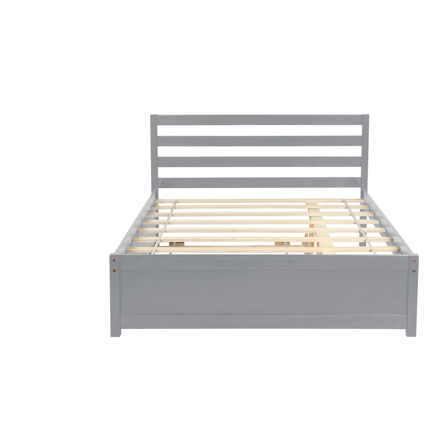 Bed Frame with Headboard and Twin trundle in Full Size Wood