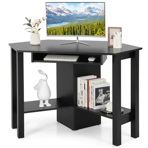 Wooden Corner Desk With Drawer Computer