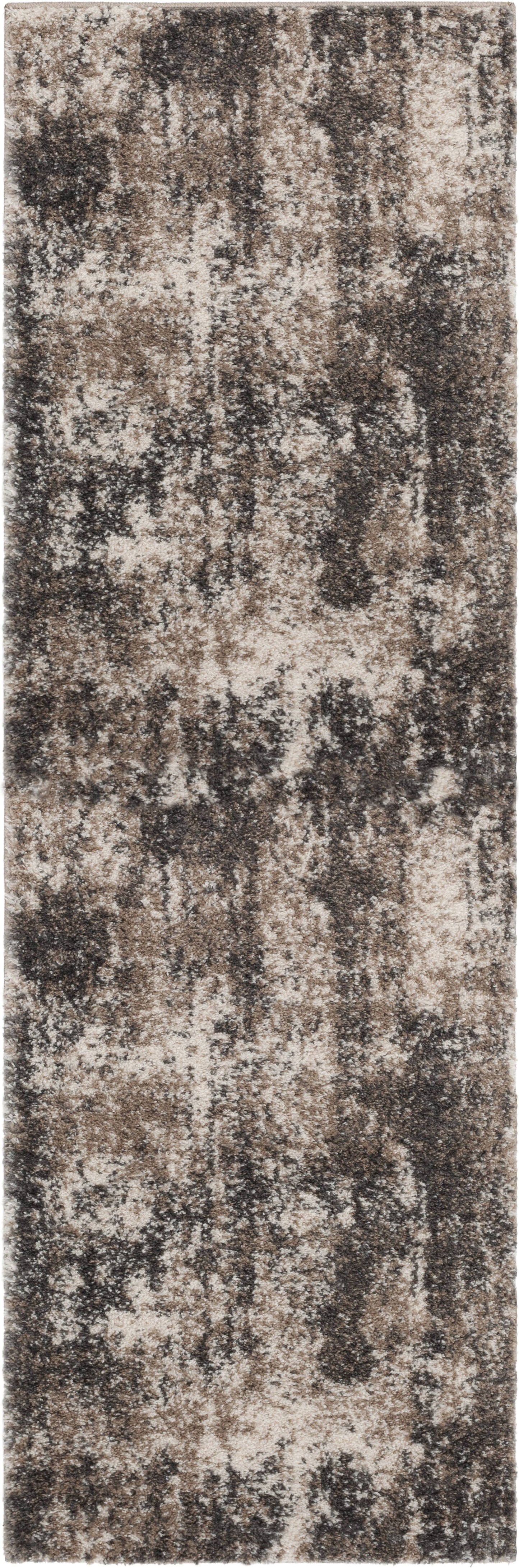 Abstract Shag Indoor Area Rug Neutral 22x60 Inches