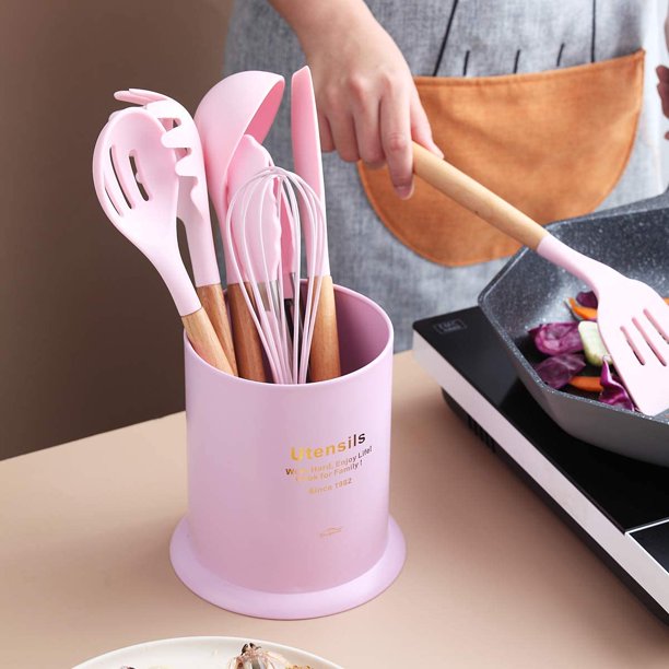 Stainless Steel Kitchen Utensil Organizer in Pink