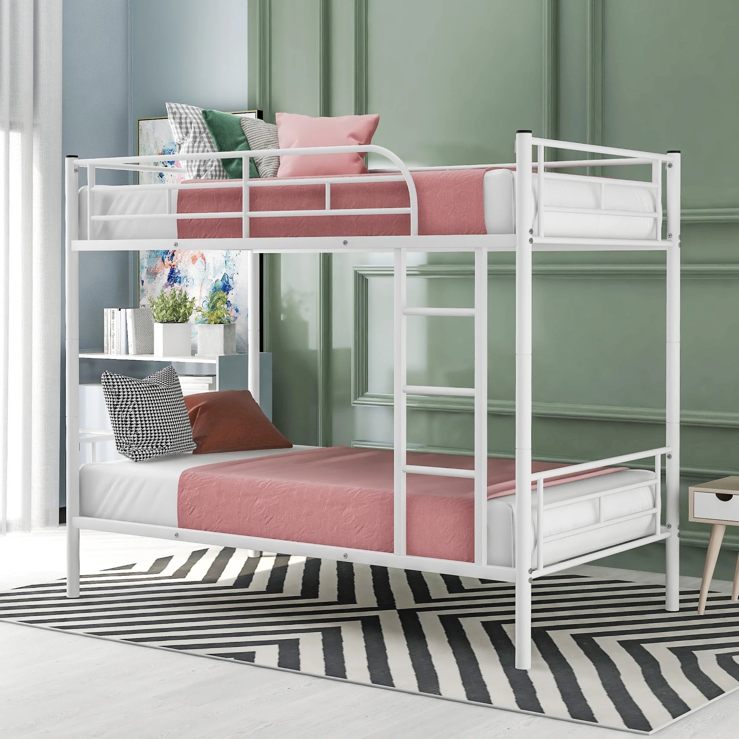 Metal Bunk Bed Twin Size in White