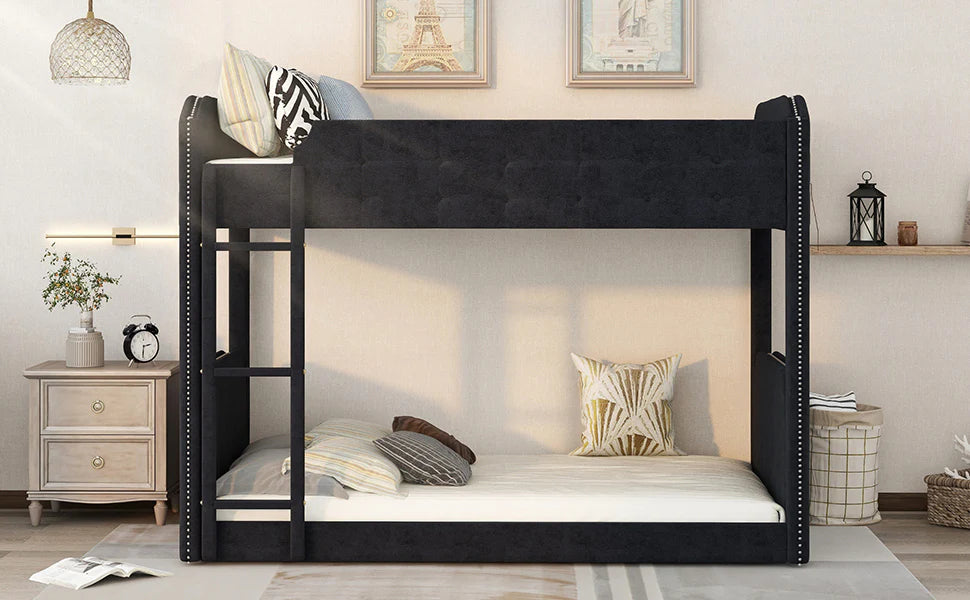 Bed Button Tufted Headboard and Footboard Design in Black
