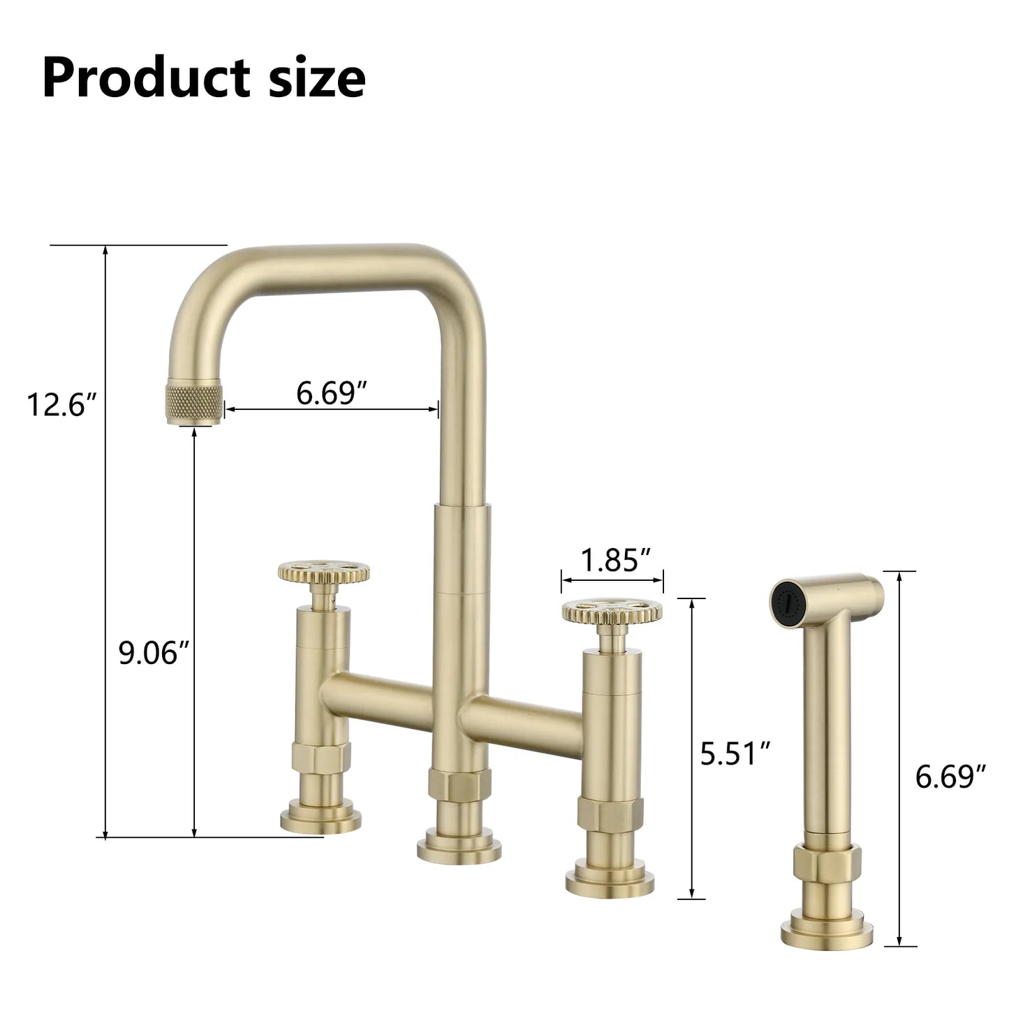 Bridge Kitchen Faucet with Side Spray with Double Handle