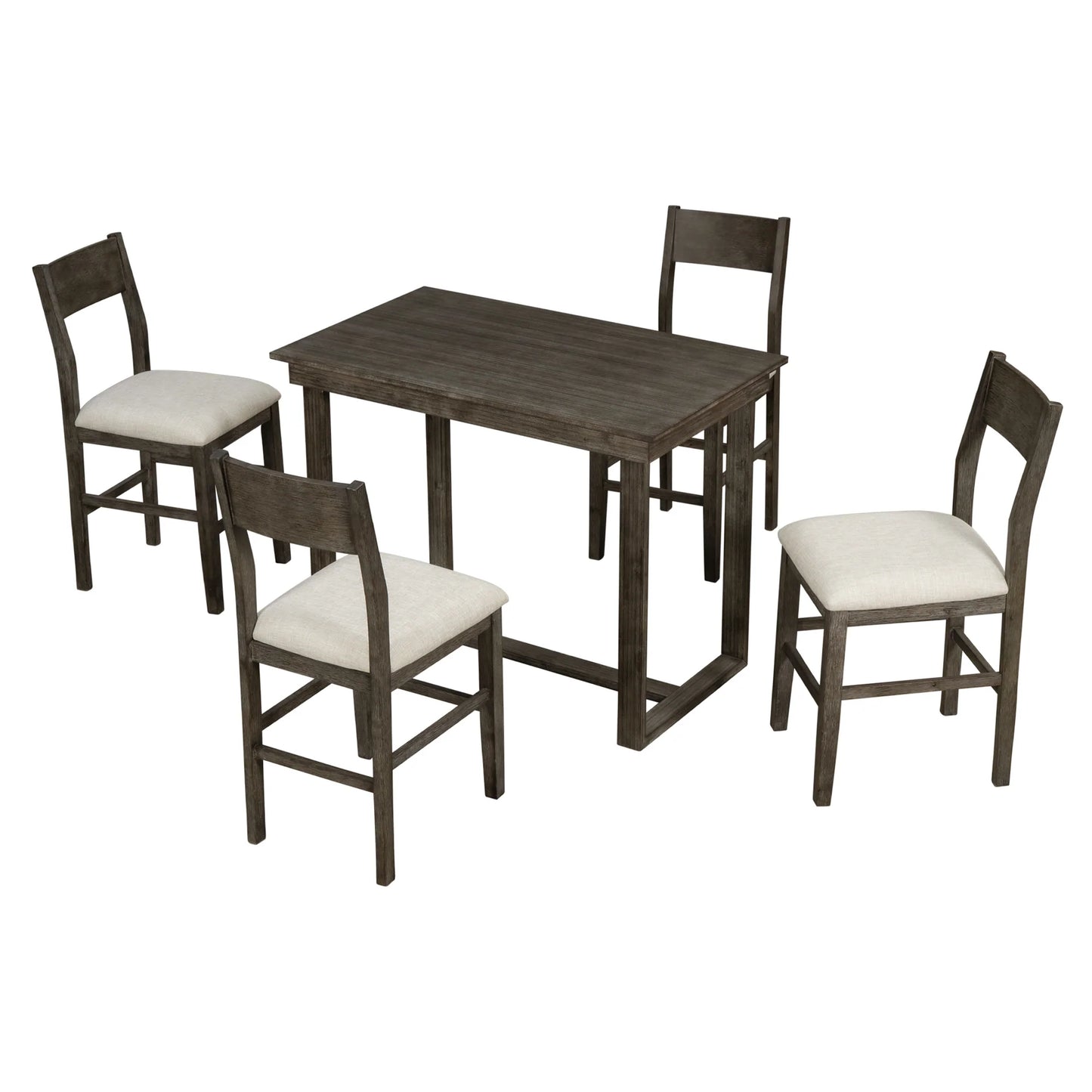 Dining Table Set with 4 Dining Chairs for Small Places in Gray