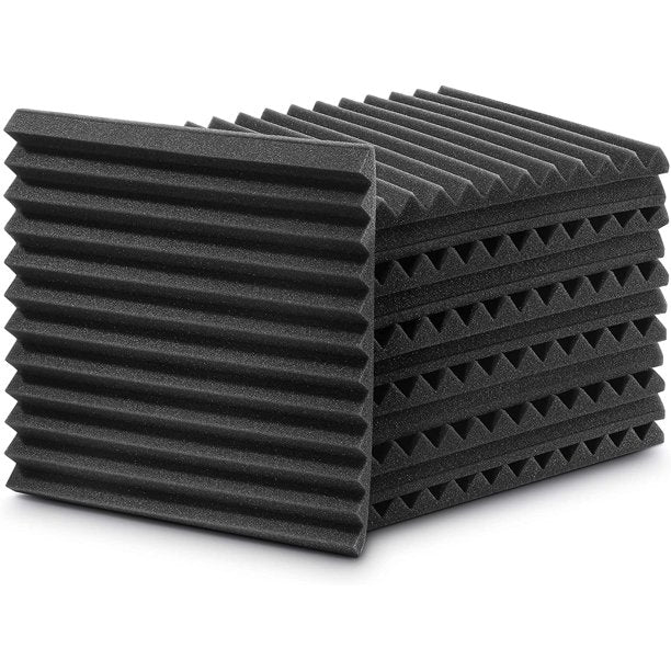 Acoustic Panels Sound Proof Foam 12 Packs 12x12x1 Inches Black