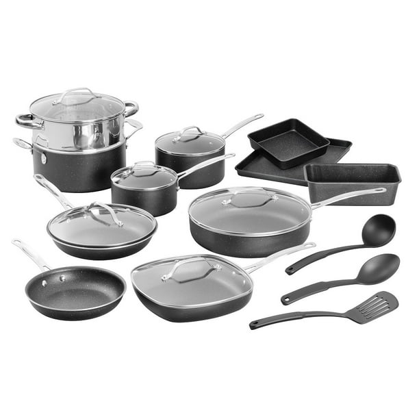 Cookware Bakeware Set with Ultra Nonstick in Black 20 Pieces