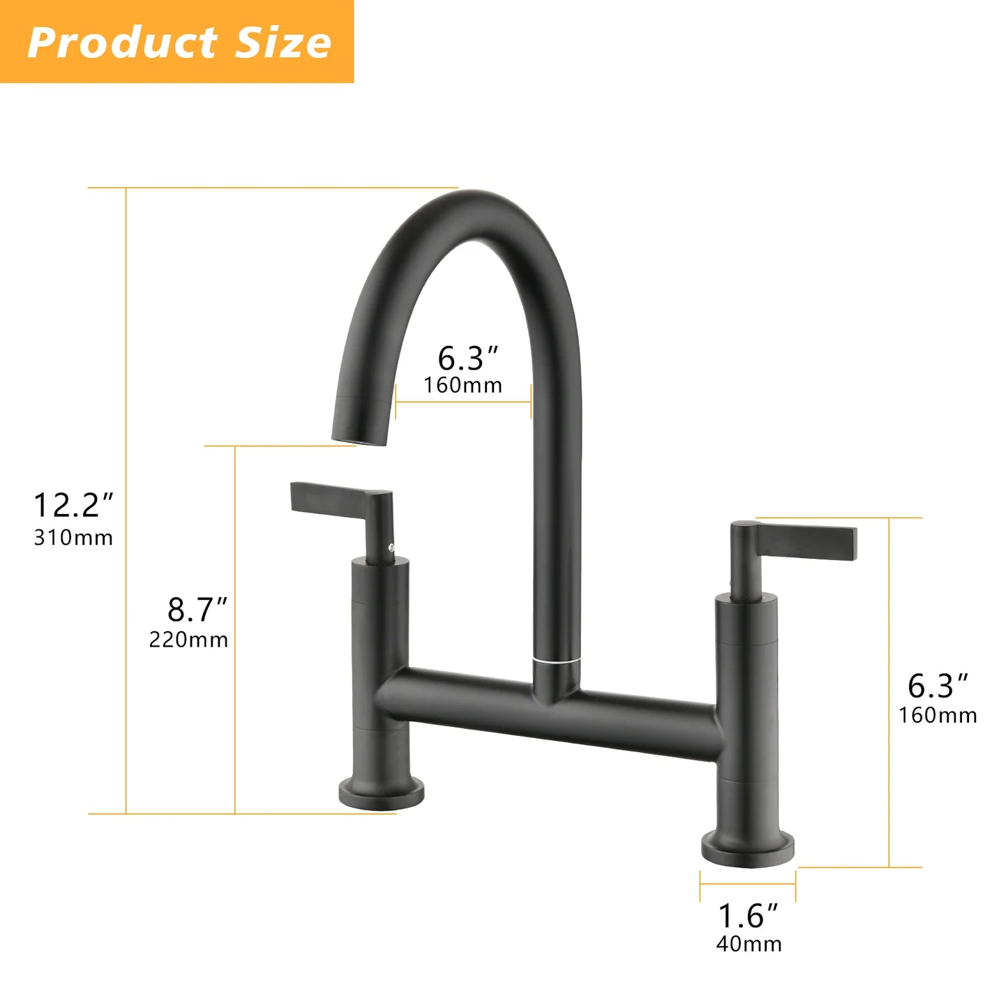 Kitchen Faucet Double Handle In Matte Black