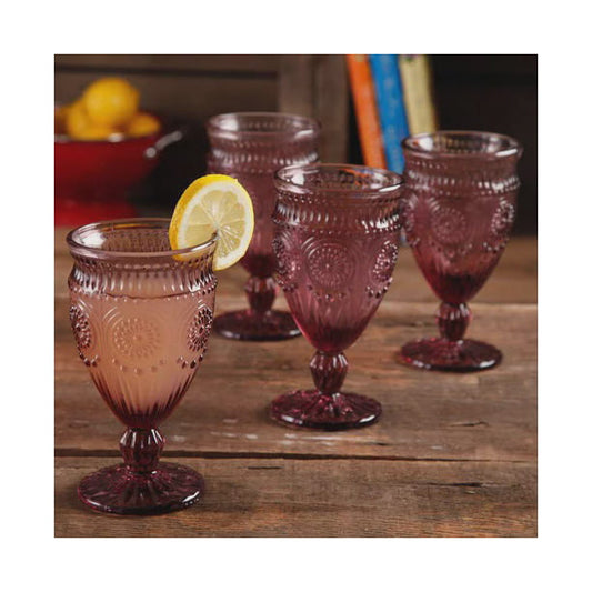 Adeline Footed Glass Goblets Plum