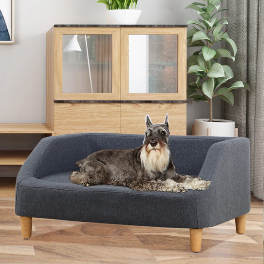 Pet Sofa with Wood Style Foot Gray 37 Inches