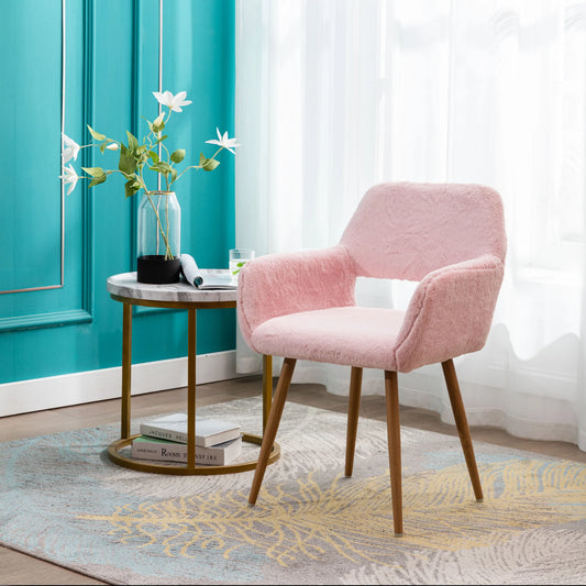Side Chairs with Solid Painting Steel Leg for Dining Room in Pink