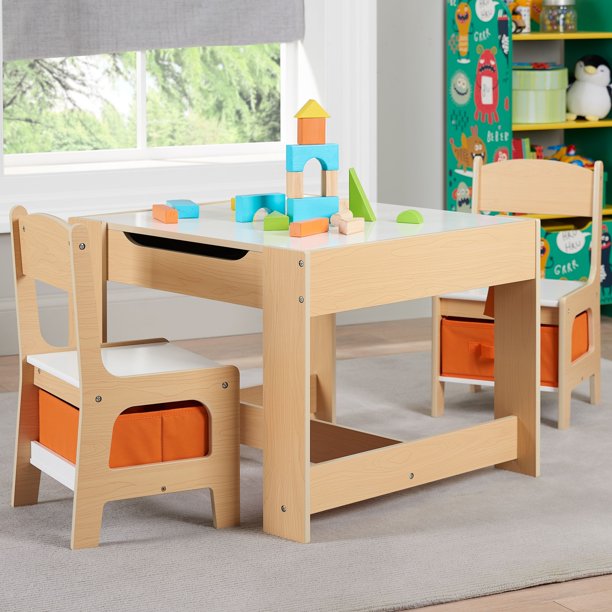 Table and Chairs Set Natural Color 3 Pieces