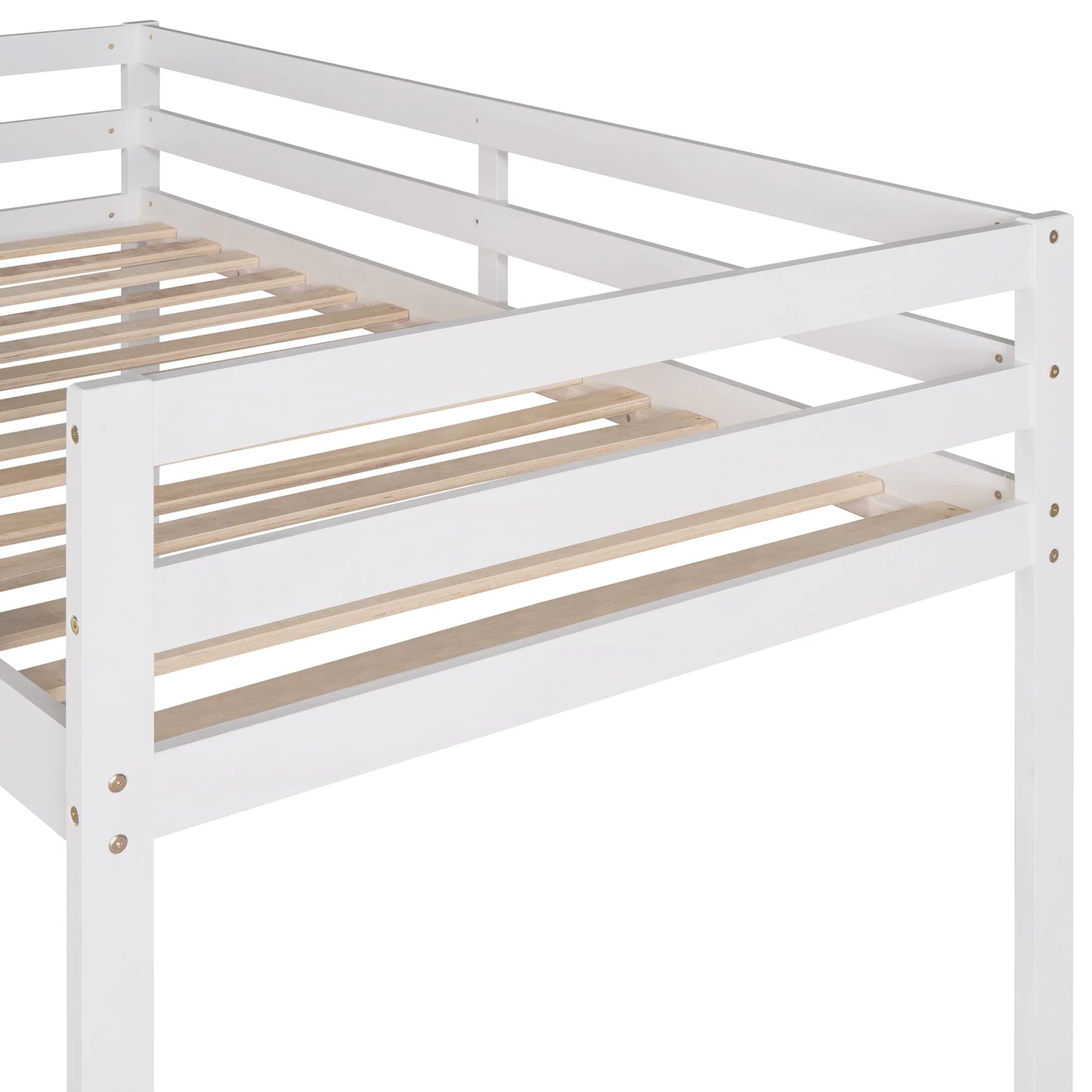 Loft Bed with Slide Multifunctional Design Twin in White