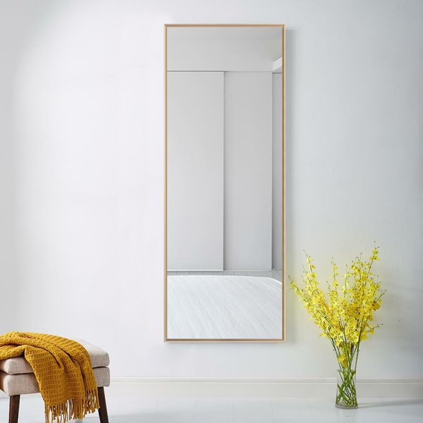 Mirror with Stand in 64x22 Inches Gold
